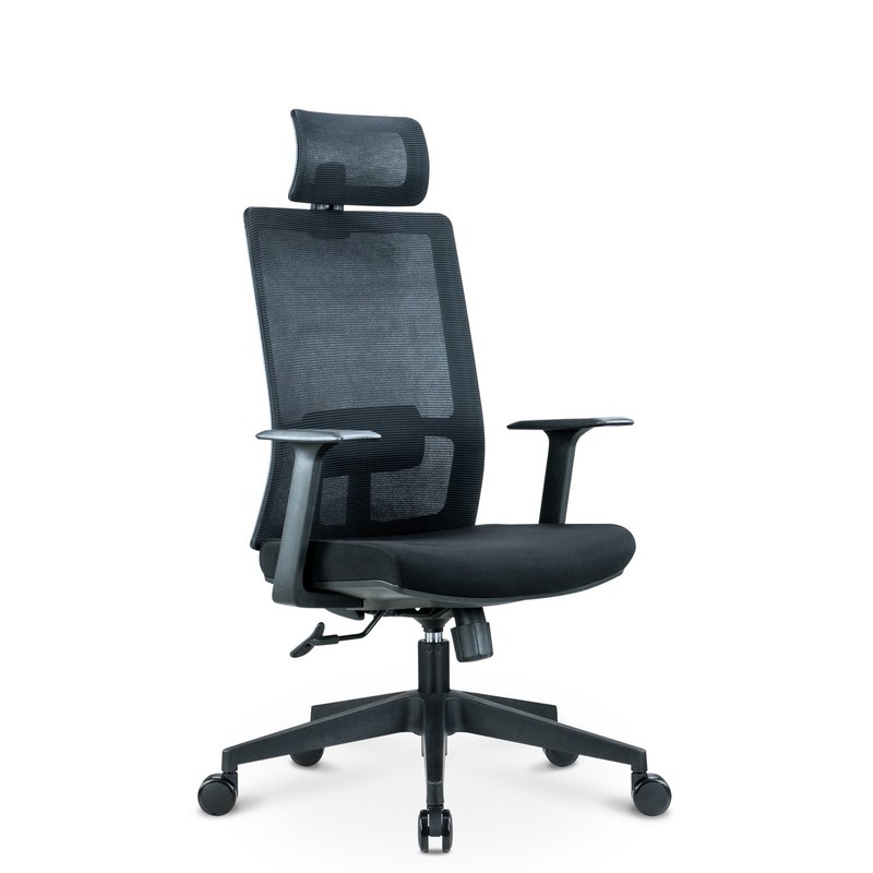 Adjustable Height Ergonomic Black Swivel Mesh Chair with Back and Head Support OEM ODM