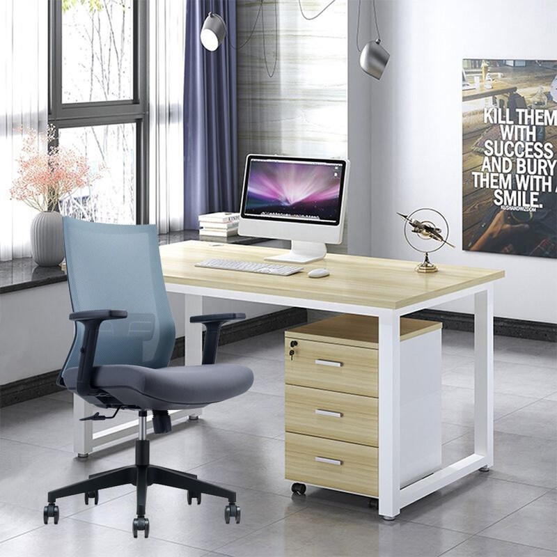 Stainless Steel Computer Desk Chair Mid Back Mesh Executive Office Chair For Office And School