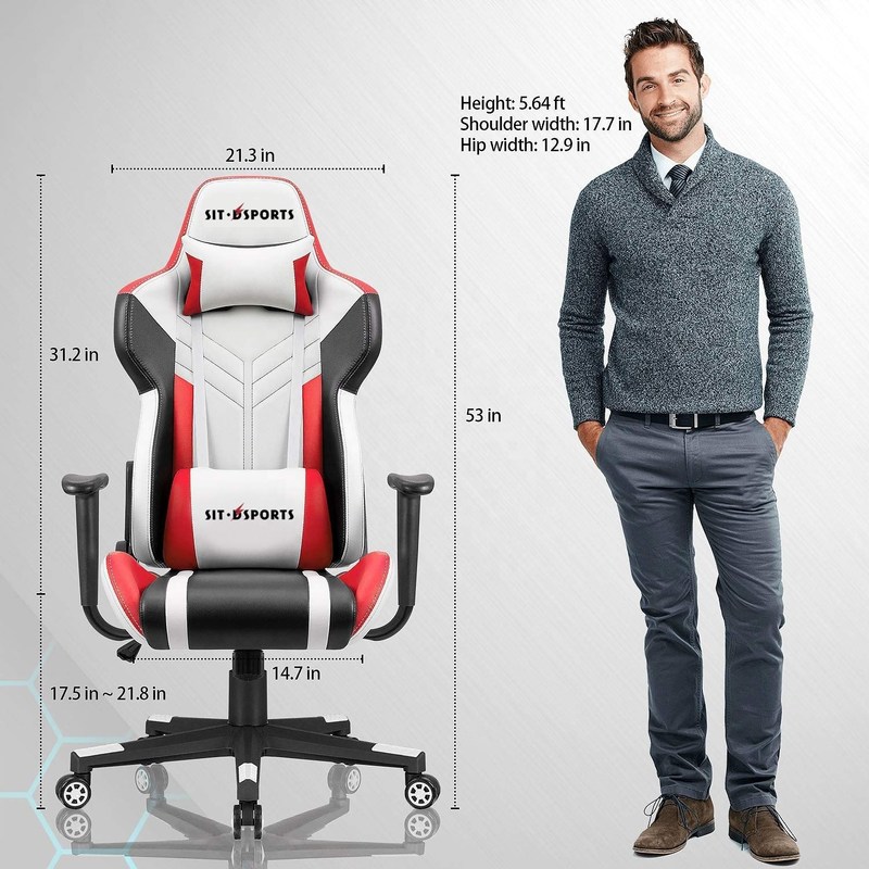 Professional White PU Leather Racing Gaming Chair for Comfortable E-sports Experience