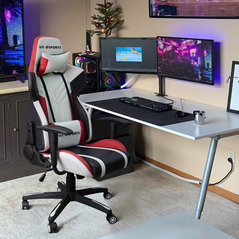 Professional White PU Leather Racing Gaming Chair for Comfortable E-sports Experience