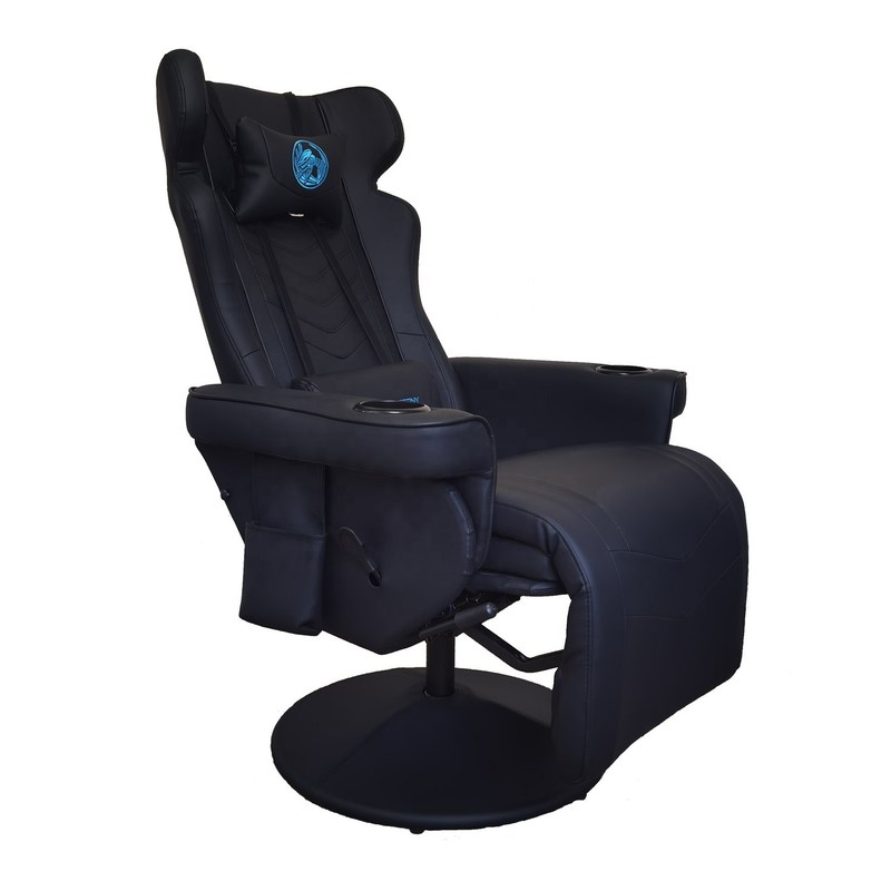 Gaming Room Must-Have All Black Luxury Gaming Chair with Cup Holder and Bluetooth Speakers