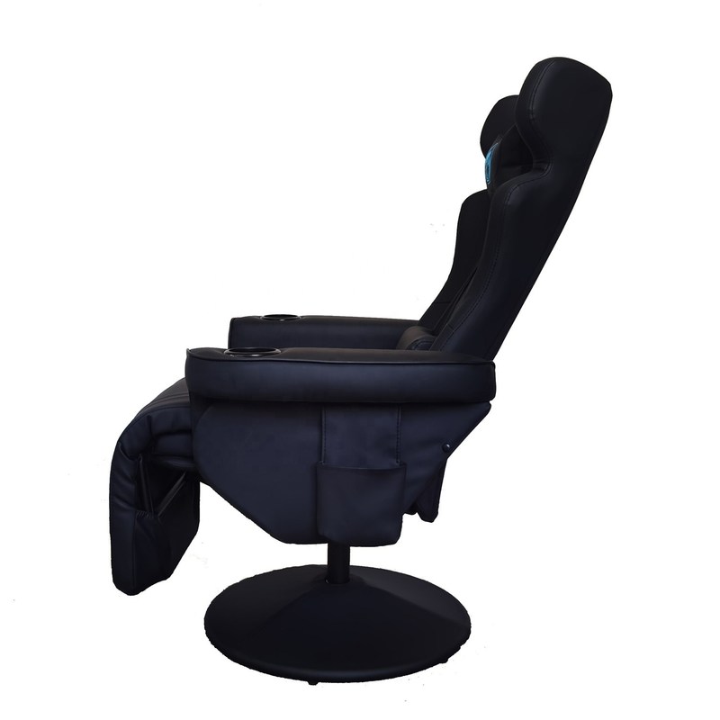Gaming Room Must-Have All Black Luxury Gaming Chair with Cup Holder and Bluetooth Speakers