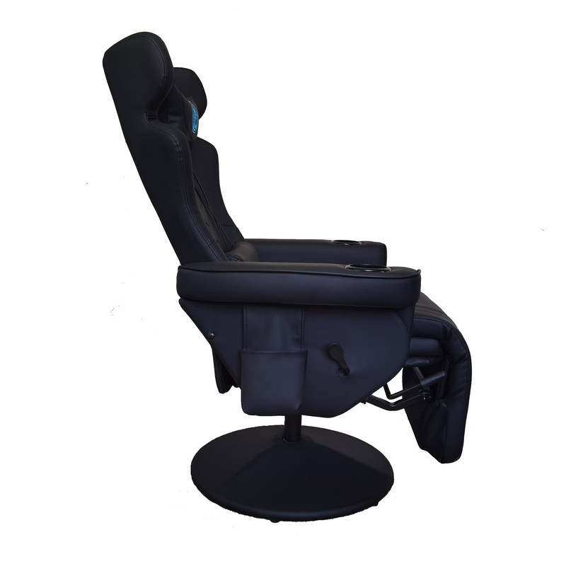 Gaming Room Must-Have All Black Luxury Gaming Chair with Cup Holder and Bluetooth Speakers