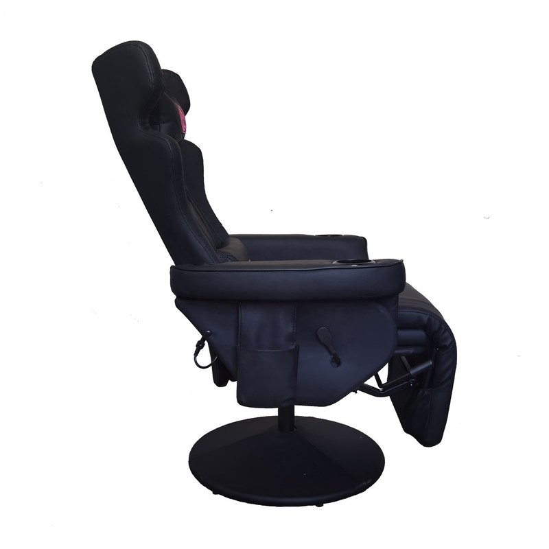 Office Gaming Chair with Cup Holder and Bluetooth Speakers in Racing Style PU Leather