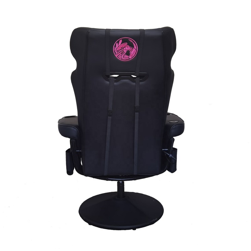 Office Gaming Chair with Cup Holder and Bluetooth Speakers in Racing Style PU Leather