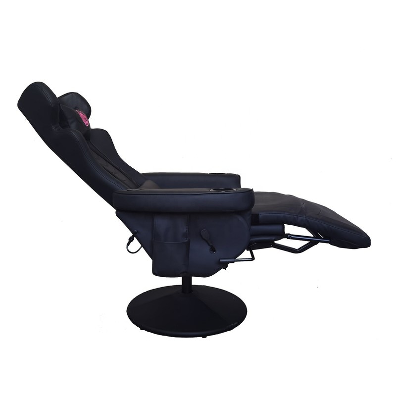 Office Gaming Chair with Cup Holder and Bluetooth Speakers in Racing Style PU Leather