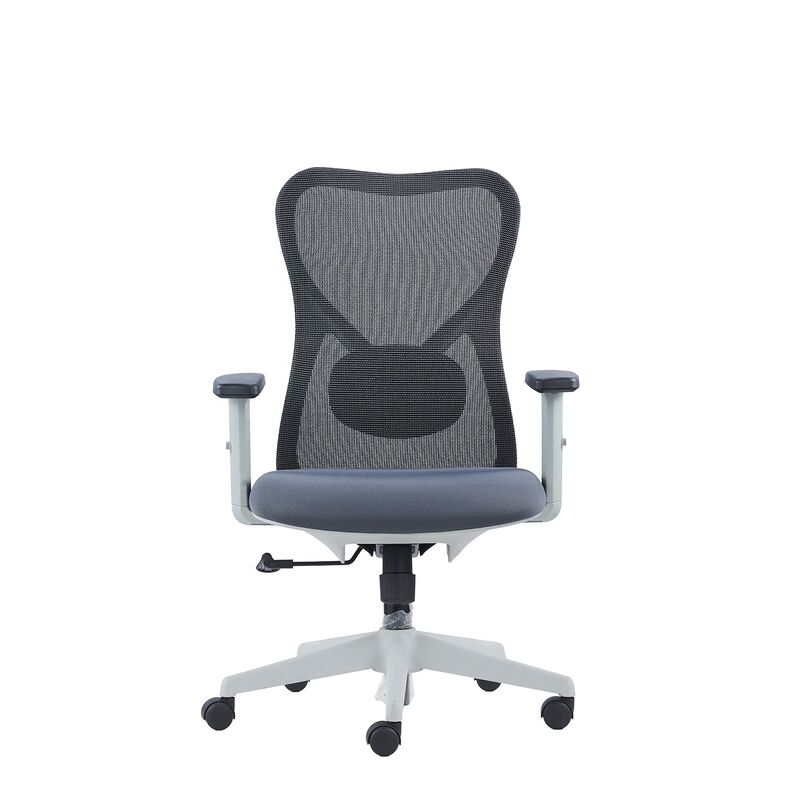 Luxury Comfortable Swivel Office Chair Modern Ergonomic Grey Frame Mesh Computer Chair 2D Adjustable Arm Staff Revolving Chair