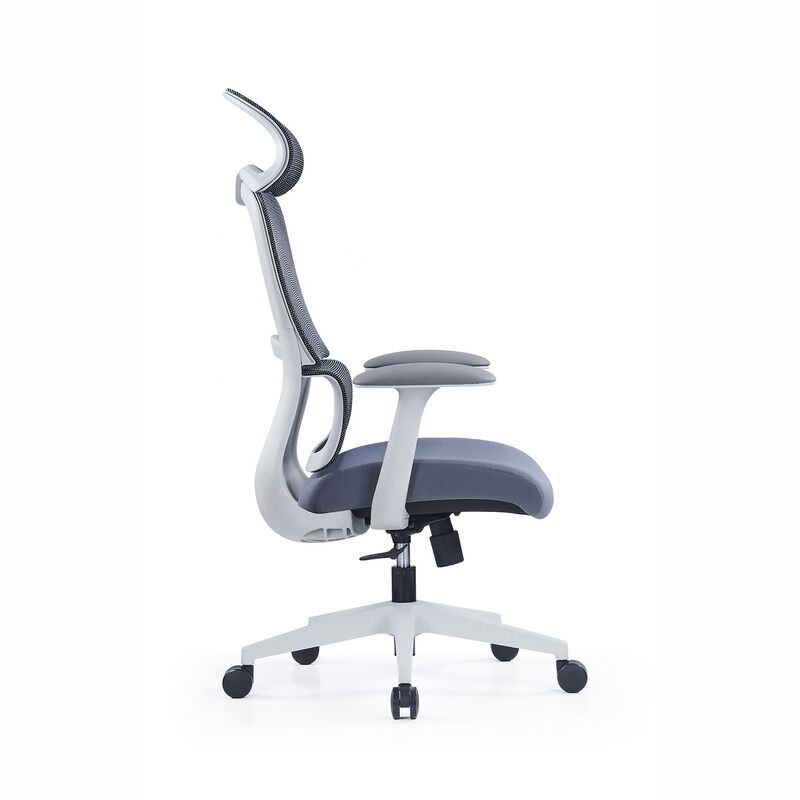 Luxury Swivel Office Chair Modern Ergonomic Grey Frame Mesh Executive Chair Adjustable Headrest Revolving Chair Wide Arm Surface