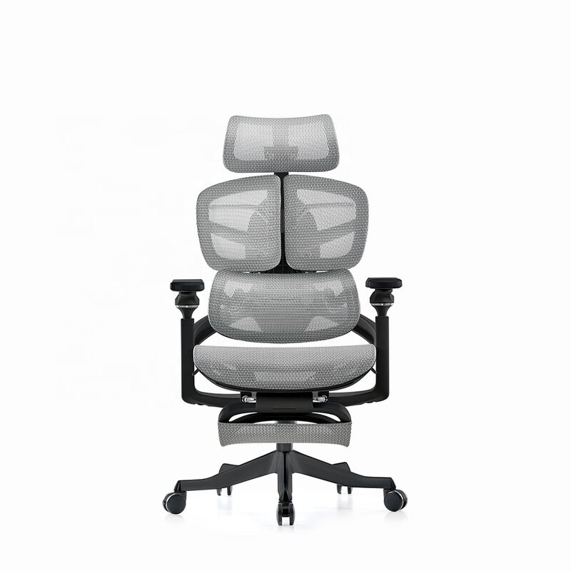 Luxury Sillas De Oficina Headrest Executive Swivel Ergonomic Office Chairs High Back Full Mesh Grey Computer Chair 6D Armrest