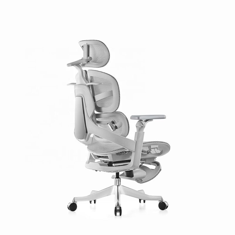 Luxury Sillas De Oficina Headrest Executive Swivel Ergonomic Office Chairs High Back Full Mesh Grey Computer Chair 6D Armrest