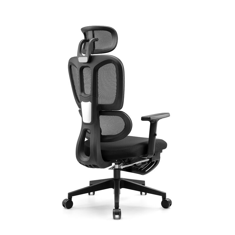 Ergonomischer Bürostuhl für Führungskräfte mit Fußstütze für Mittagsschlaf, verstellbarer Lordosenstütze, atmungsaktivem Netzrücken und langlebigem Rahmen für lange Haltbarkeit