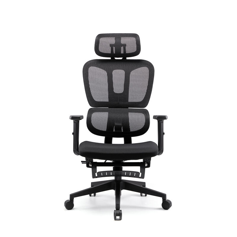 Ergonomischer Bürostuhl für Führungskräfte mit Fußstütze für Mittagsschlaf, verstellbarer Lordosenstütze, atmungsaktivem Netzrücken und langlebigem Rahmen für lange Haltbarkeit