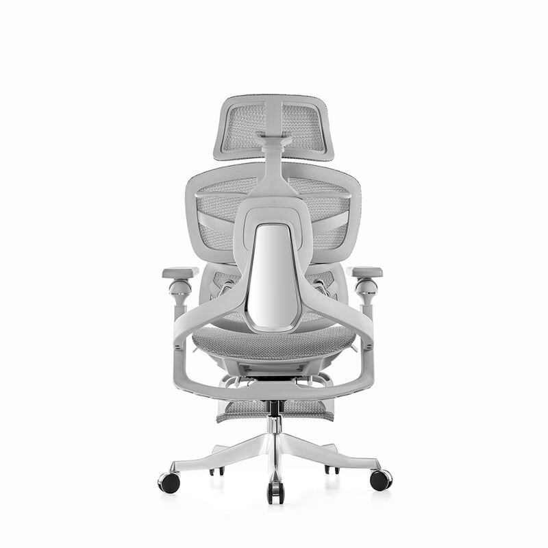 Ergonomischer Netz-Bürostuhl, Chefsessel mit Fußstütze, Mittagsschlaf, mit verstellbarer Lordosenstütze, atmungsaktivem Netzrücken und Sitzpolster sowie strapazierfähigem Rahmen für lange Haltbarkeit