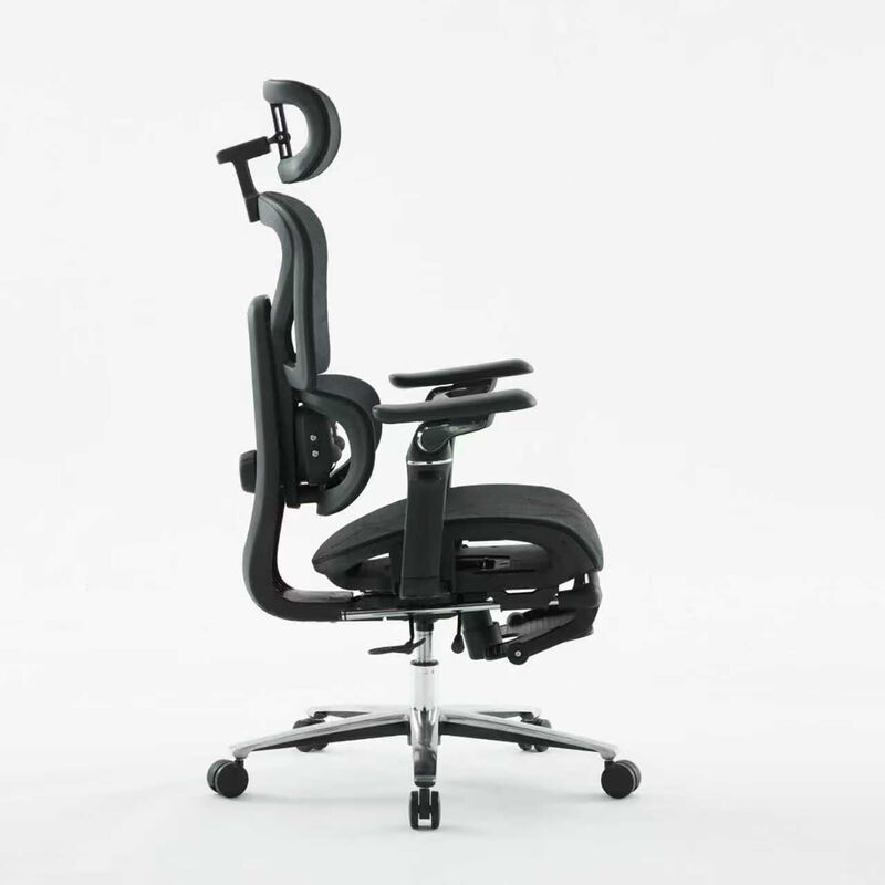 Ergonomischer Netz-Bürostuhl mit Fußstütze, Mittagsschlaf-Funktion, verstellbarer Massagefunktion, Lendenwirbelstütze, atmungsaktivem Netzrücken und Sitzpolster sowie strapazierfähigem Rahmen