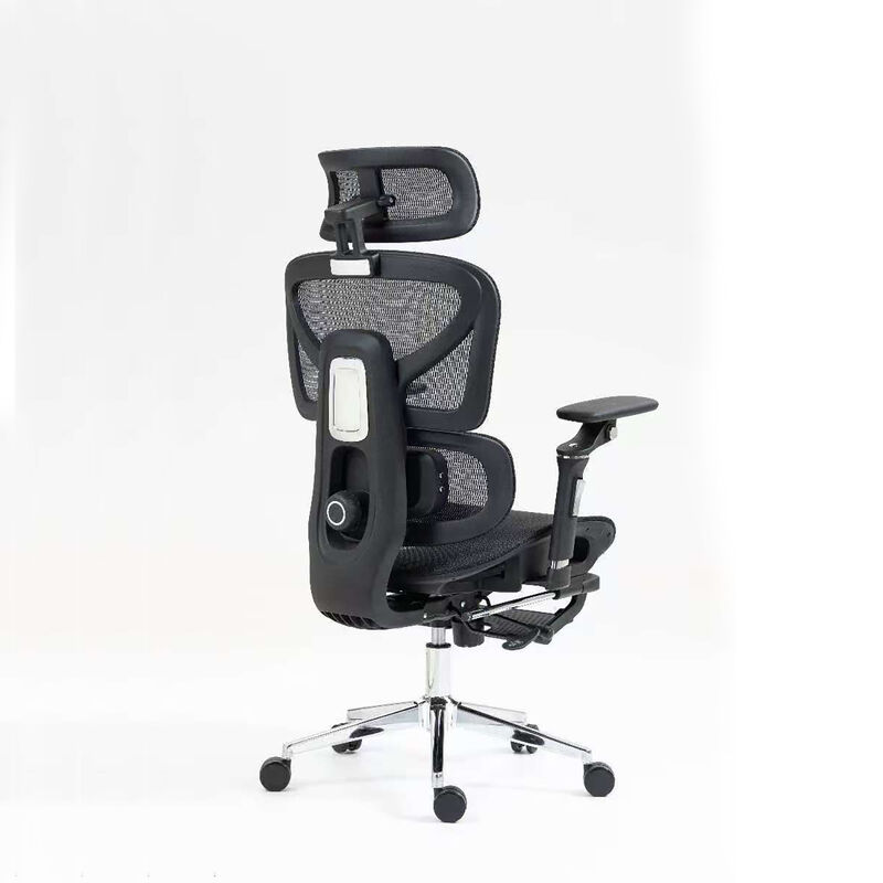 Ergonomischer Netz-Bürostuhl mit Fußstütze, Mittagsschlaf-Funktion, verstellbarer Massagefunktion, Lendenwirbelstütze, atmungsaktivem Netzrücken und Sitzpolster sowie strapazierfähigem Rahmen