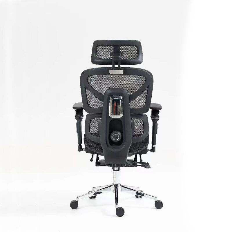 Ergonomischer Netz-Bürostuhl mit Fußstütze, Mittagsschlaf-Funktion, verstellbarer Massagefunktion, Lendenwirbelstütze, atmungsaktivem Netzrücken und Sitzpolster sowie strapazierfähigem Rahmen